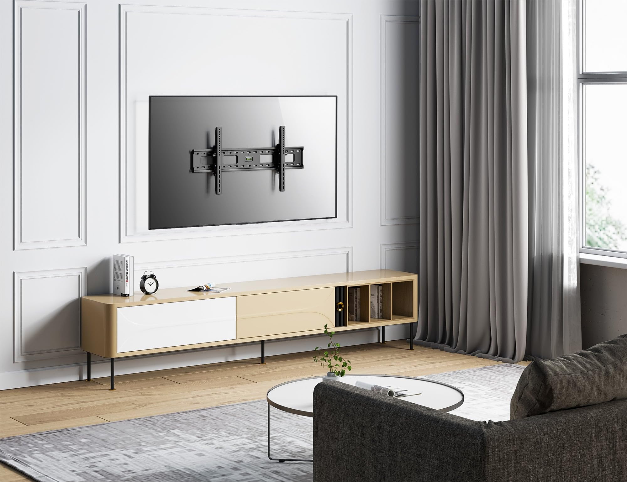 Manhattan 423830 Supporto da parete per TV (700 x 400 mm, 700 x 400 mm, 15 - 15°), Nero