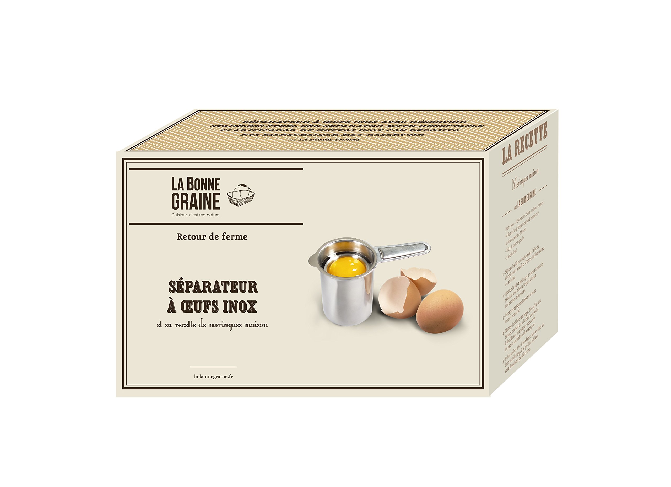 LOUIS TELLIER - Clarificateur à Oeufs avec Réservoir Inox - Séparateur Amovible - Sépare le Jaune du Blanc de l'œuf