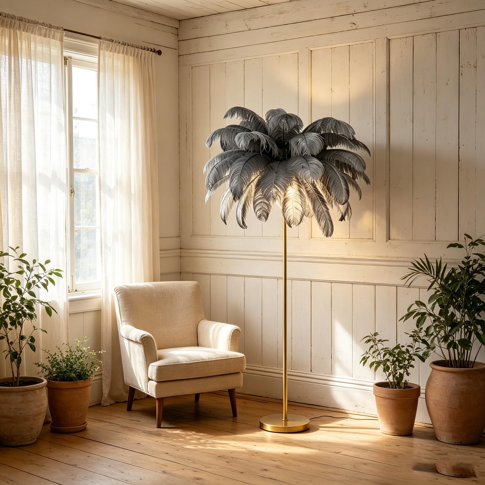 LCNDKF Quiet Ambient Feather Floor Lamp
