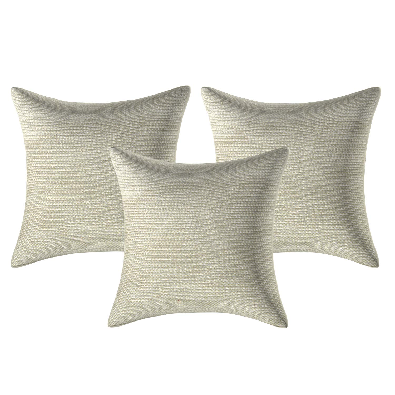 Kuber Industries Self Design 3 Piece Jute Cushion Cover Set - 16"x16", Cream