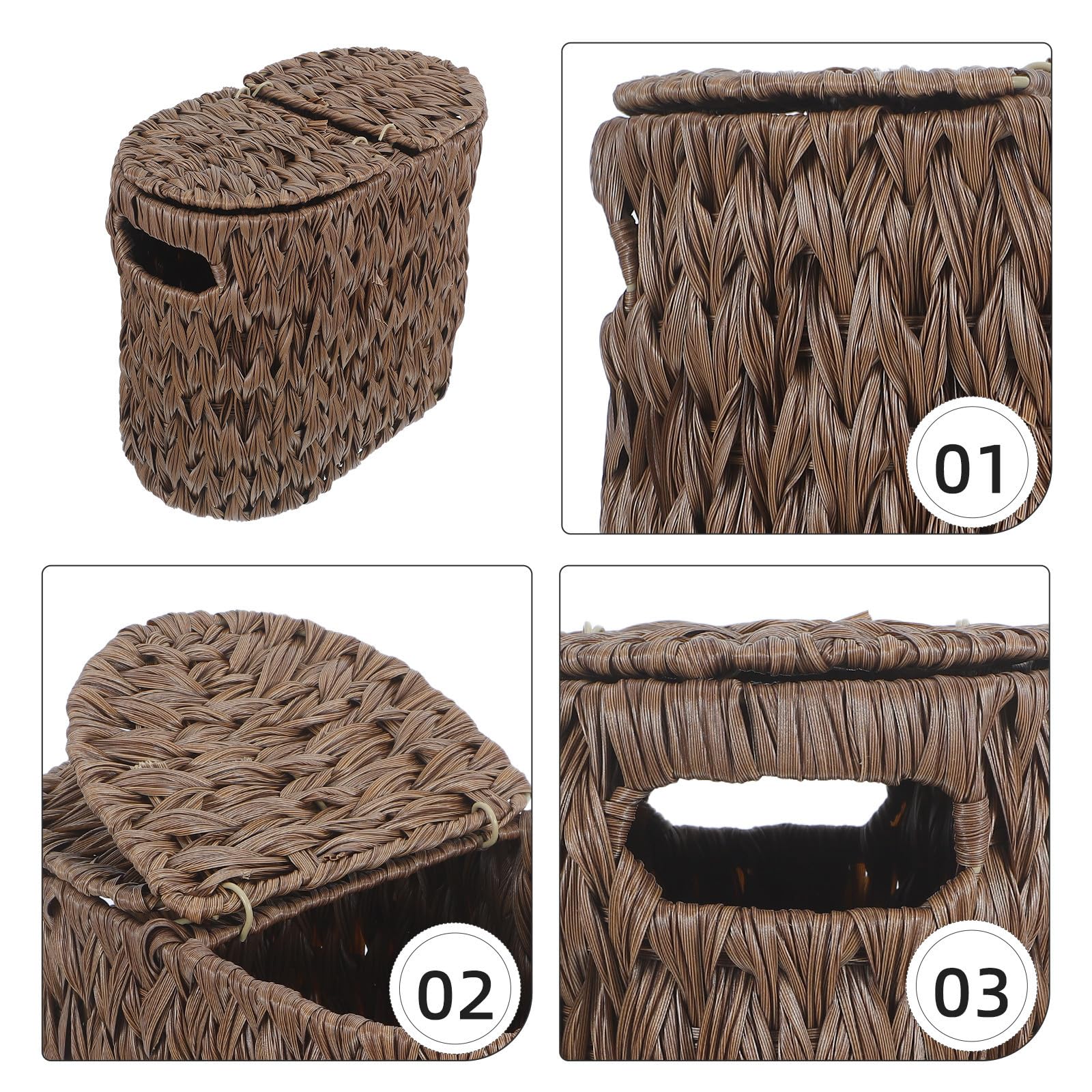 Cesta para Guardar Papel Higiénico con Tapa de Plástico, Organizador Ligero para Baño, Almacenamiento de Rollos y Artículos Pequeños en Espacios Compactos