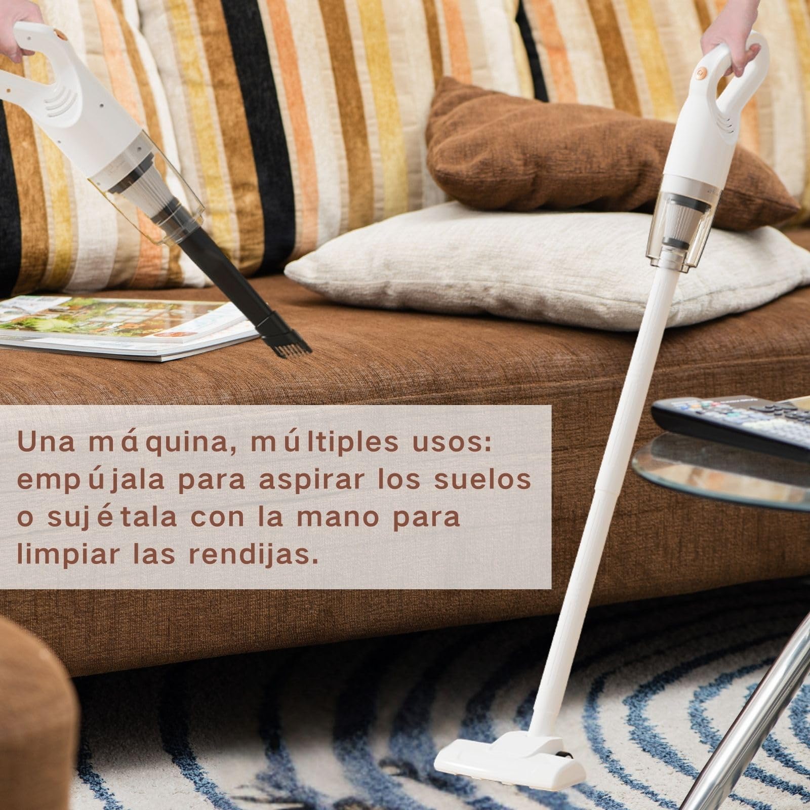 Aspiradora sin Cable, Aspiradora Potente, Escoba Eléctrica Especializada para Suelos, Alfombras y Eliminación de Pelo de Mascotas, Silencioso y Ligero, Blanco