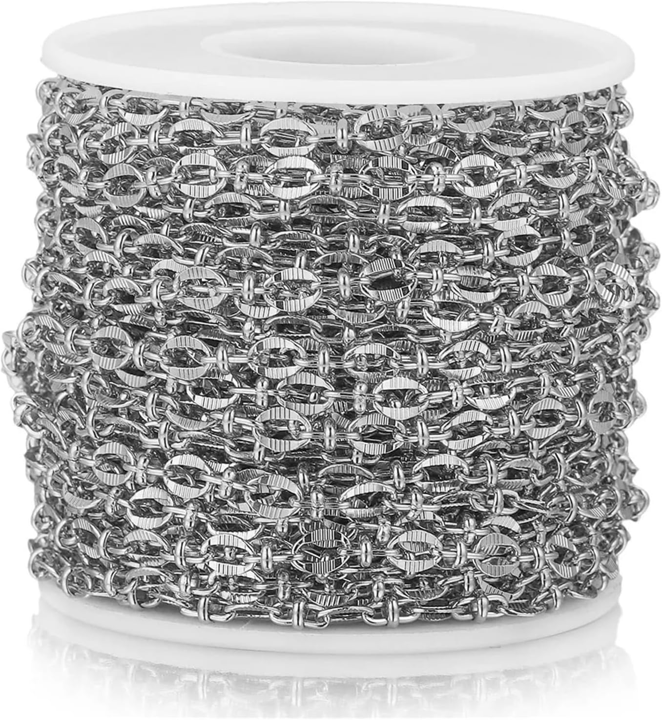Stainless Steel Chain for Jewelry Making 2 Meters Width 5 Stainless Steel Plated Gold Curb Oval Handmade Chain Roll Cuban Chains for DIY Necklace Jewelry Making Supplies(SA)