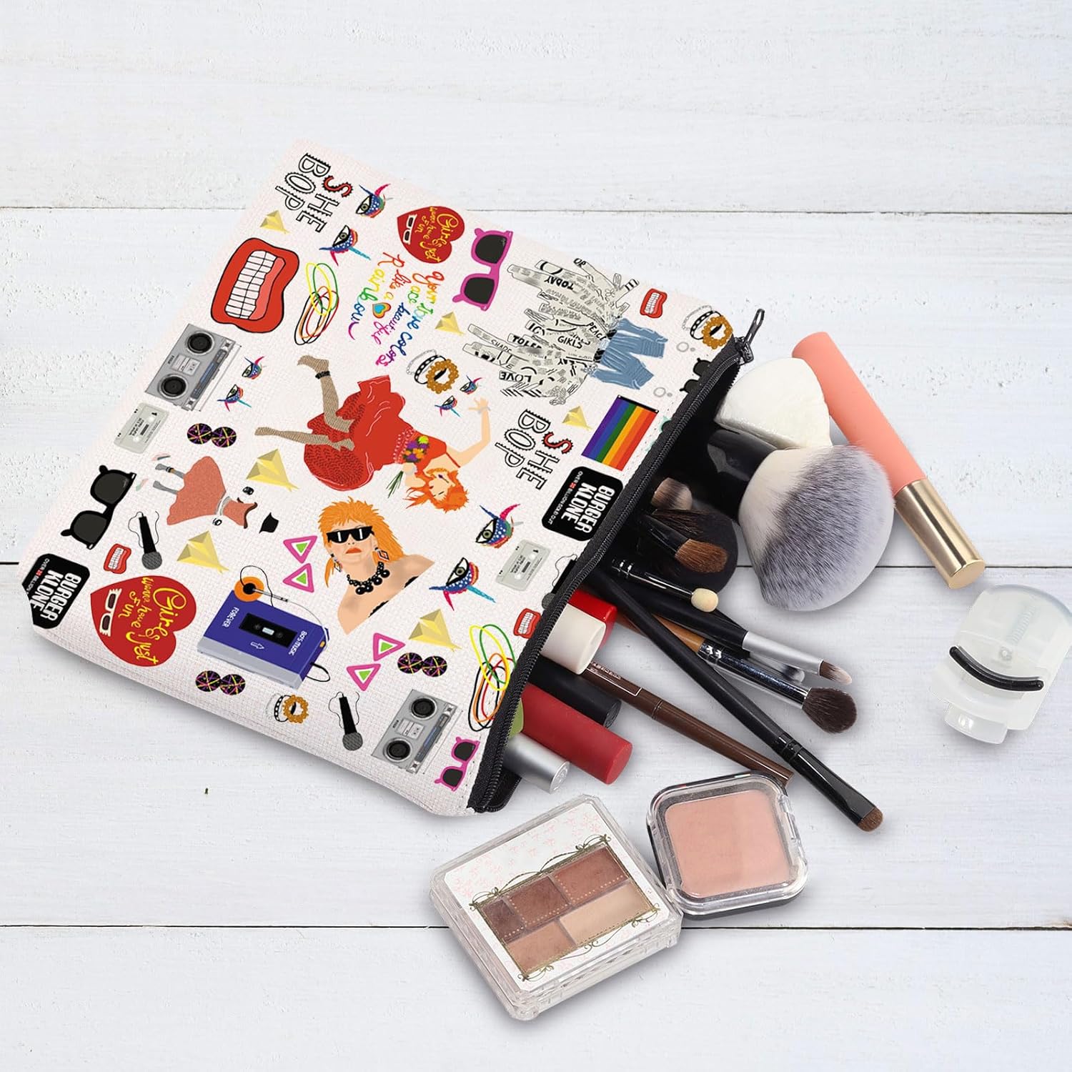 G2TUP 80s Girl Pop Singer Inspired Cosmetic Bag Girls Just Wanna Have Fun Zipper Pouch for Music Fans (80s Singer MG) - Image 4