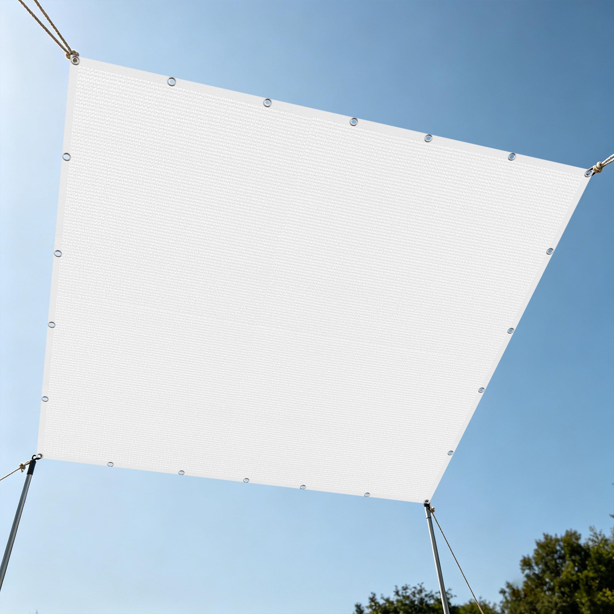 Filet d'ombrage 2,4x2,4 m blanc anti-UV perméable pour terrasse