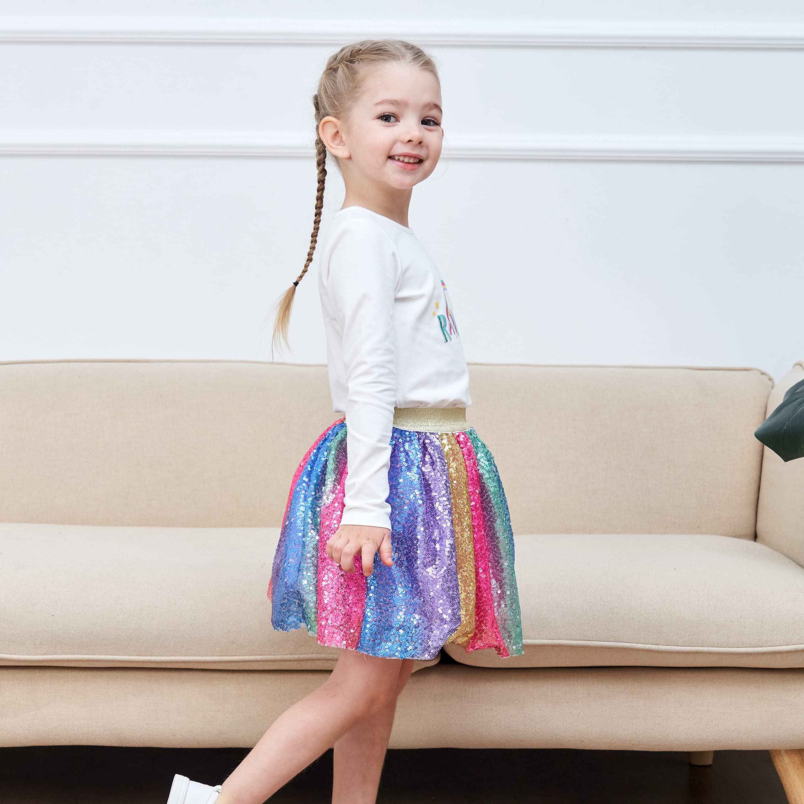 Sunny Fashion Ragazze Gonna Blu Cuore Paillettes Scintillante Tutu Danza 2-12 Anni