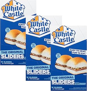 White Castle Hamburgers with Grilled Onions on Our Signature Bun - 13g of Protein Per Serving - Made with 100% Beef - Ready Set Gourmet Donate a Meal Program - 3 Pack (25.28 oz Each)