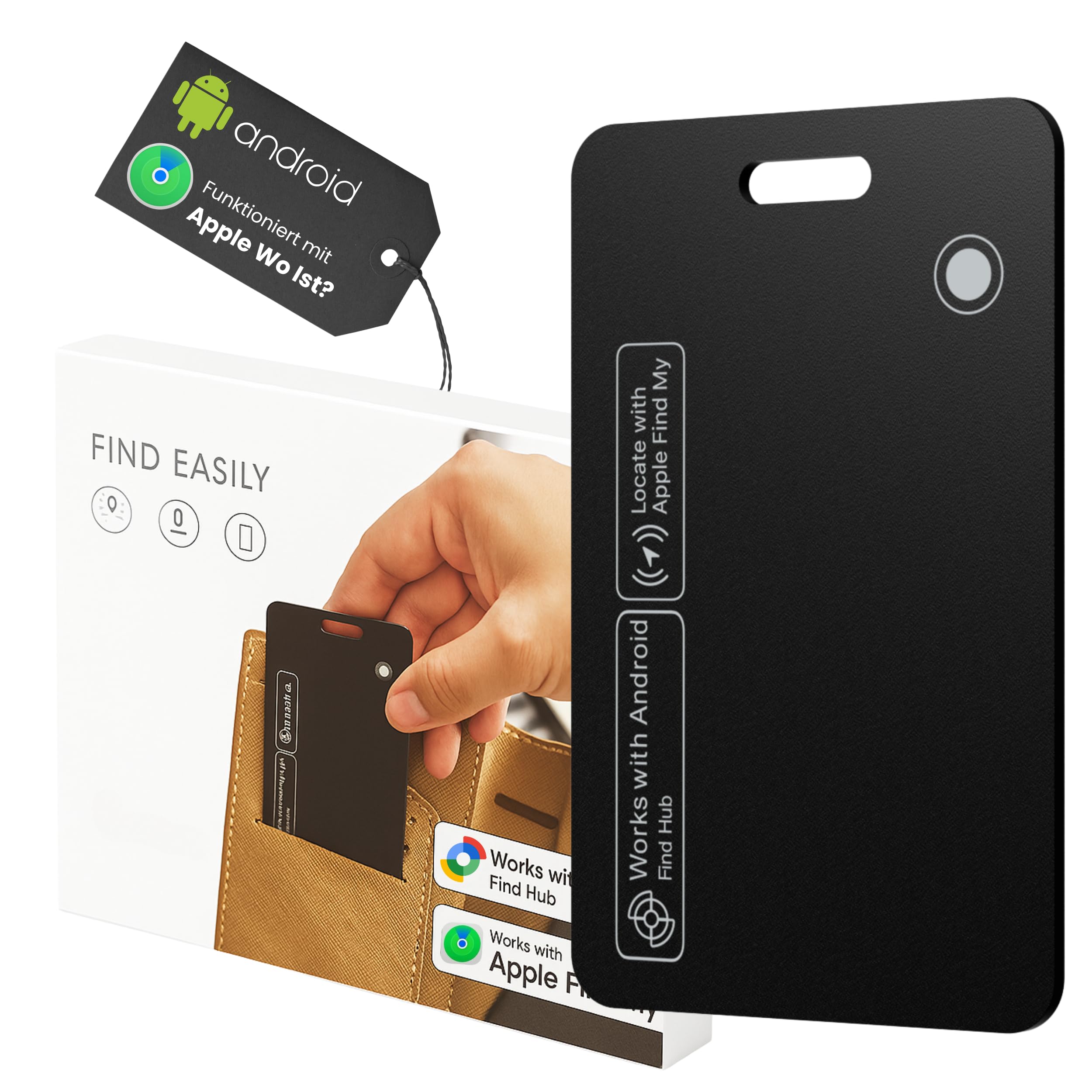 Traceur GPS Smart Tag Carte pour portefeuille [Android & iOS] Étanche Localisation mondiale iOS où se trouve et Google find My Device APP