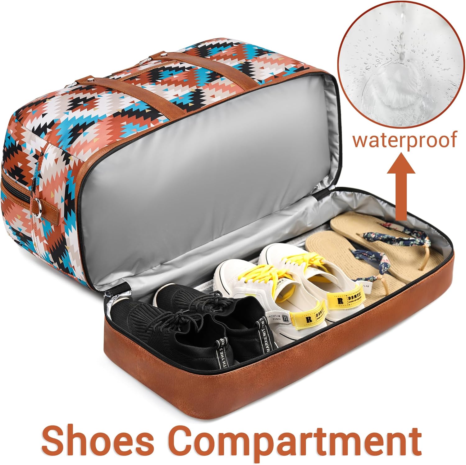 Weekender Bag for Women, Large Overnight Bag Canvas Travel Duffel Bag Carry On Tote with Shoe Compartment 21" 3Pcs Set - Image 2