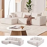 108” Modular Sectional Sofa, Cloud Sectional Couch with Deep Seat, Modern Modular L-Shape Sofa Couch with Chaise,Upholstered Couches for Living Room Bedroom (Beige, Left Facing Chaise)