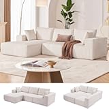 108” Modular Sectional Sofa&comma; Cloud Sectional Couch with Deep Seat&comma; Modern Modular L-Shape Sofa Couch with Chaise&comma;Upholstered Couches for Living Room Bedroom &lpar;Beige&comma; Left Facing Chaise&rpar;