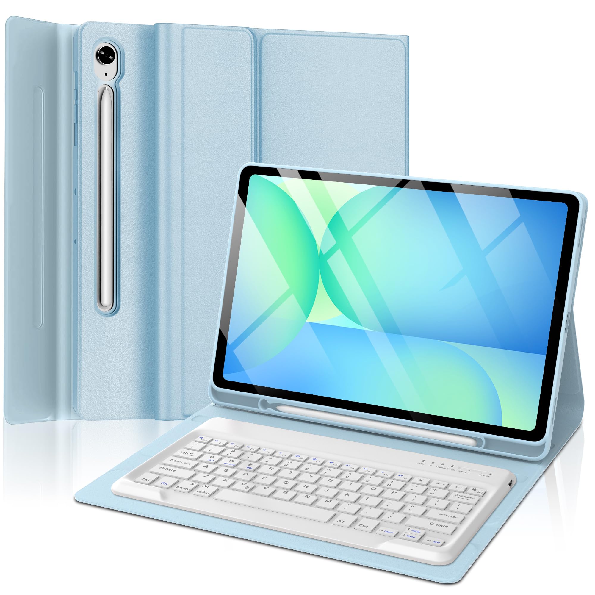 Keyboard Case for Samsung Galaxy Tab S10 FE+ Plus 13.1 Inch 2025, Magnetic Detachable Wireless Bluetooth Keyboard, Slim Protective Folio Cover with S