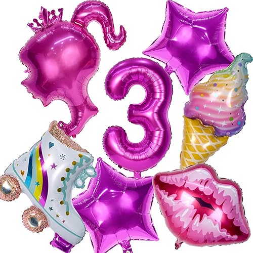 7 globos rosados para niñas, decoraciones de cumpleaños rosas para fiesta temática de princesa rosa, baby shower, cumpleaños, despedida de soltera