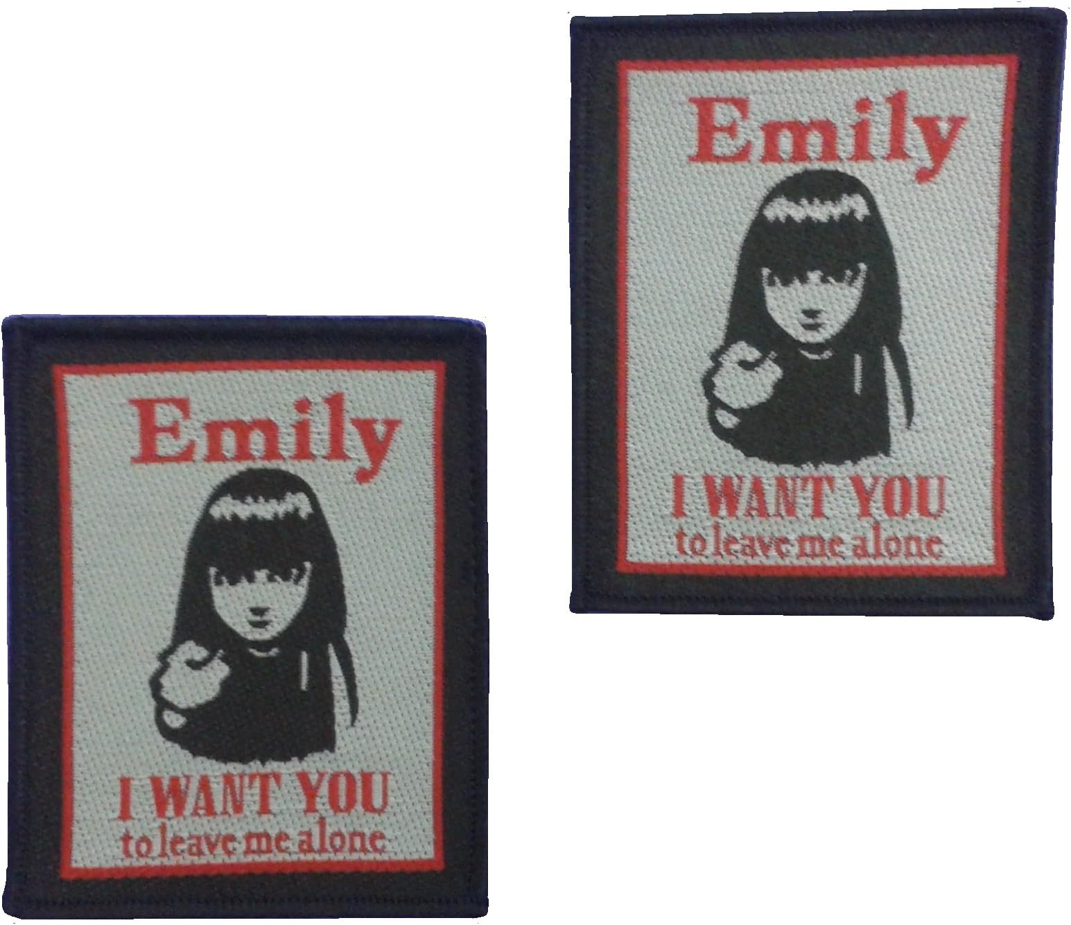 2 pieces Emily Strange SEW-ON Patch Applique Embroidered Motif Fabric Biker Decal 3.2 x 2.6 inches (
