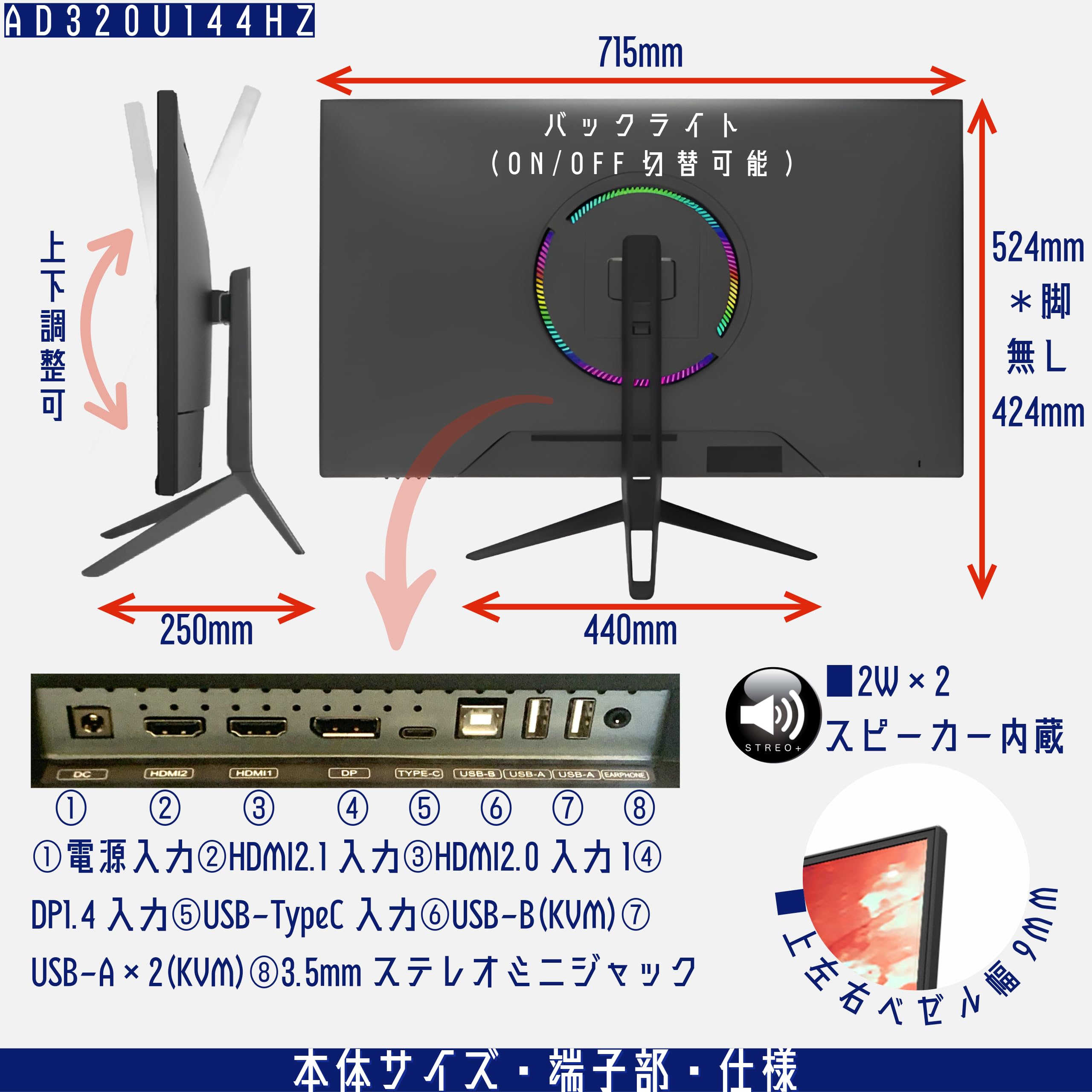 Amazon.co.jp: ゲーミングモニター 4K 32インチ 144Hz IPS/1ms/PS5対応