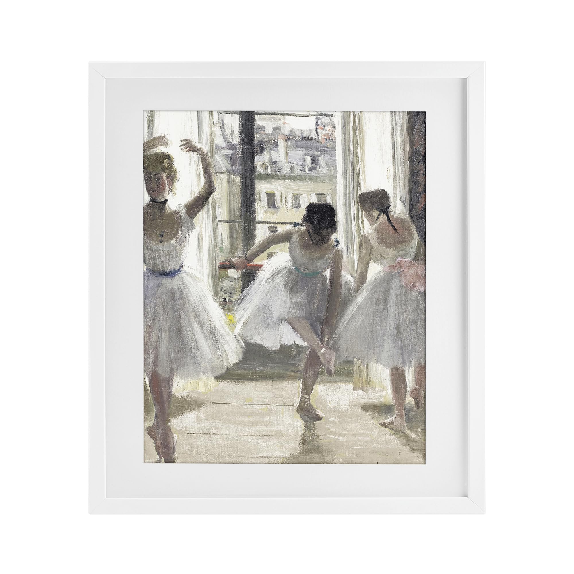 Stupell Industries Coastal White (Textured) Ballet Class In Practice, 17 X 21 Inch Framed Print Under Glass