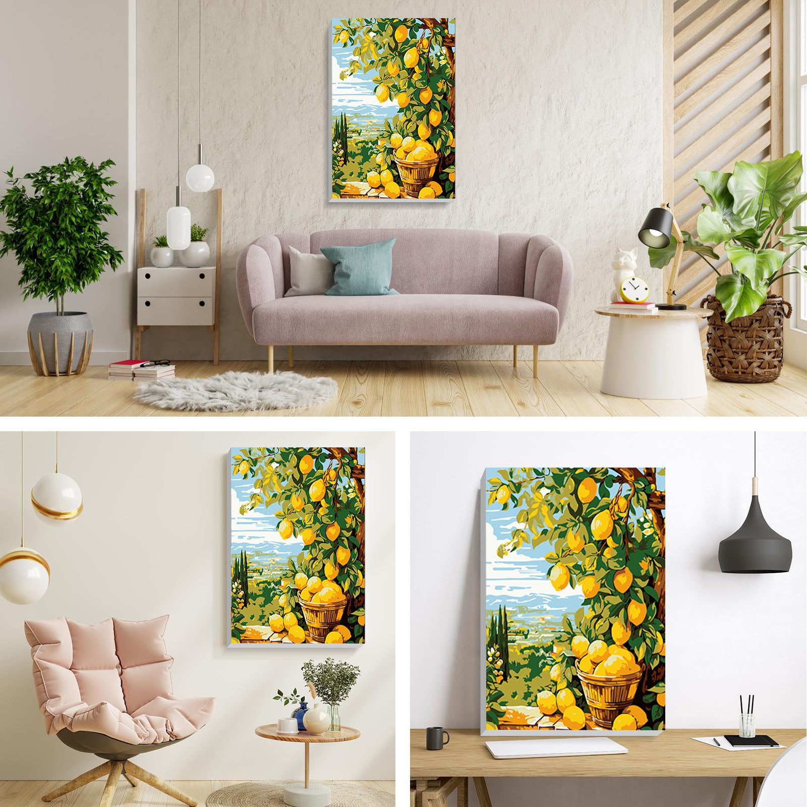Kit Pintar Por Números Limonero - Lienzo 20x30 Cm Con Marco, Incluye Pinturas Y Pinceles, Ideal Para Adultos