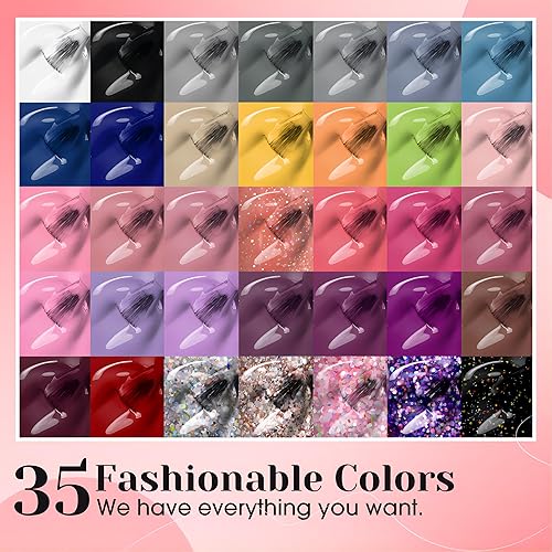 Miniatura 3 de ROSALIND Kit de esmalte de uñas de gel con lámpara de uñas de luz UV de 48 W, 35 piezas de kit de uñas de gel clásico, capa base y herramientas de