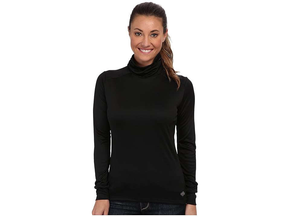 Hot Chillys Peachskins Roll T-Neck (Black) Women's Long Sleeve Pullover INTERNATIONAL SHIPPING
