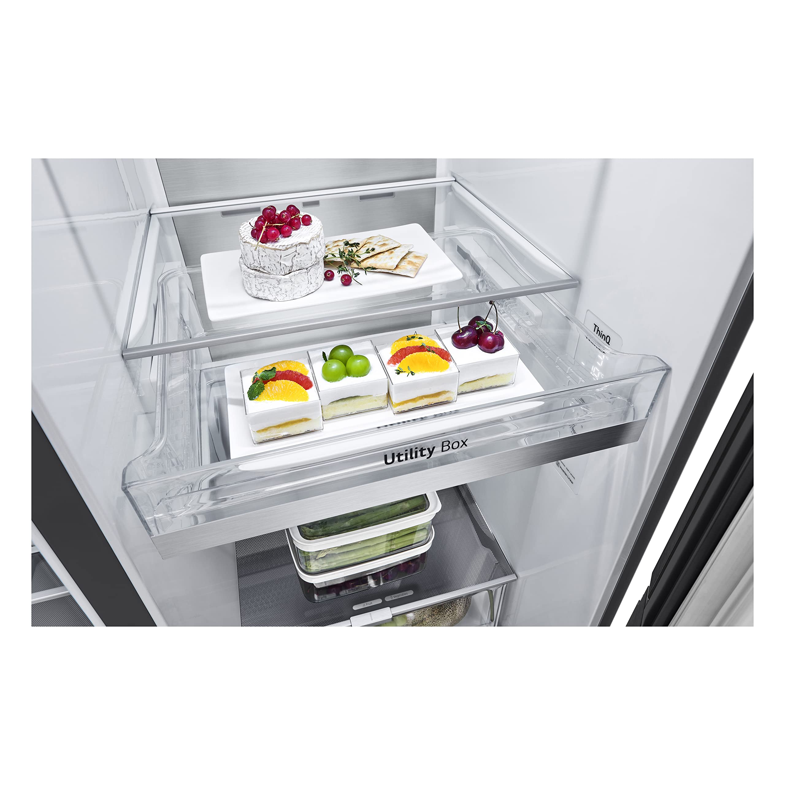 LG GSXV90MCDE Side-by-Side Kühlschrank mit Gefrierfach (628 L, Energieklasse D) mit InstaView, Door-in-Door, Craft Ice, Eis- und Wasserspender, Total No Frost, Schwarz