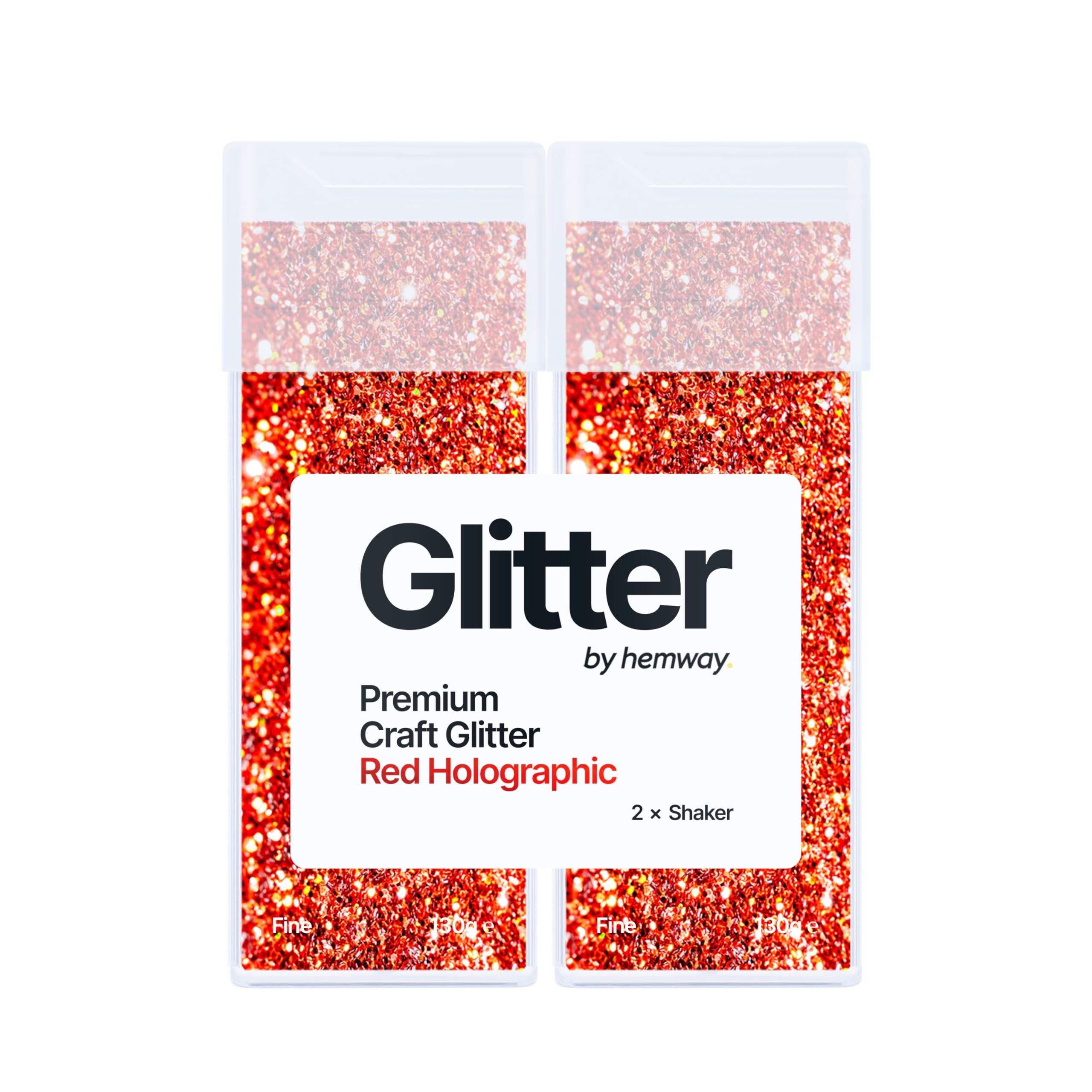 Hemway Glitter Shaker Red Holographic 130g x2 Pack Fine, Craft Glitter Shakers for Resin & Epoxy Crafts