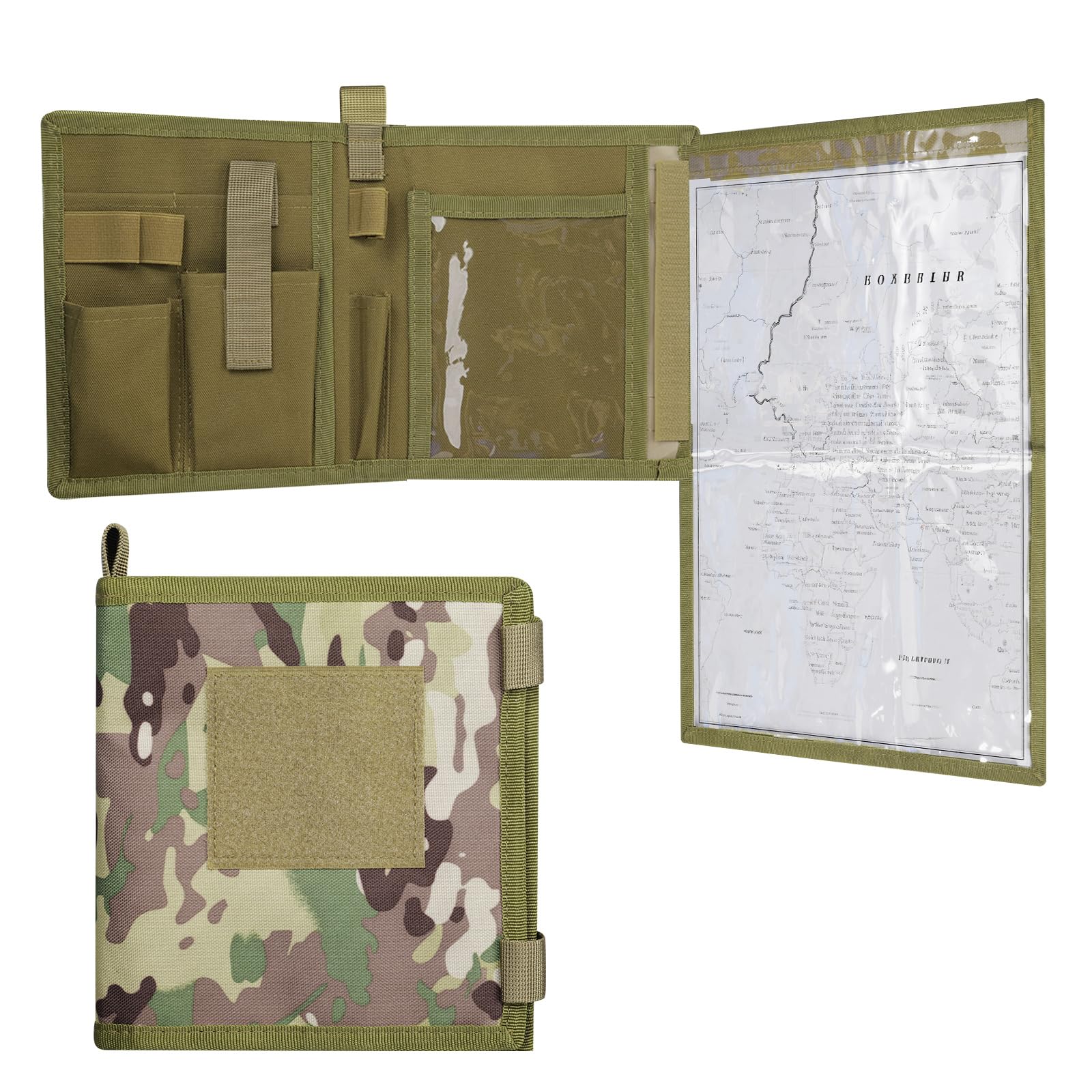 Kosiabte Map Case - Tactical Notebook, Multifunctional Weatherproof Map Case for Military Hiking, Tactical, Outdoor Activities.
