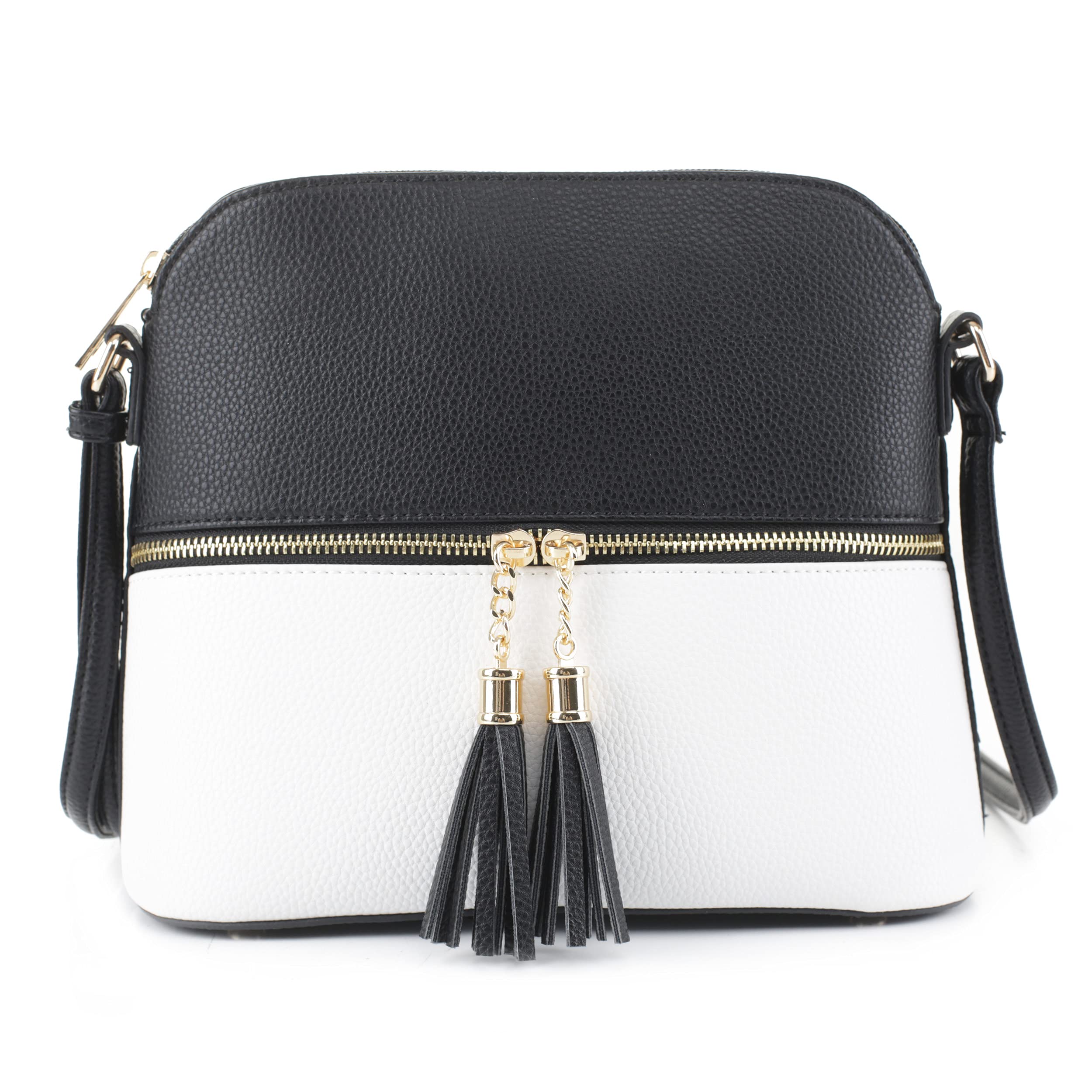 SG SUGU Lunar Lightweight Medium Dome Crossbody Bag Shoulder Bag with Tassel | Zipper Pocket | Adjustable Strap