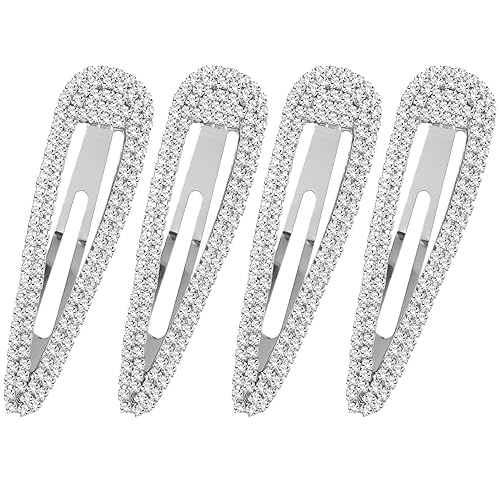 Miniatura 8 de 4 pinzas para el cabello con diamantes de imitación de 3 pulgadas, con cristales brillantes, antideslizantes, accesorios para cabello grueso y fino