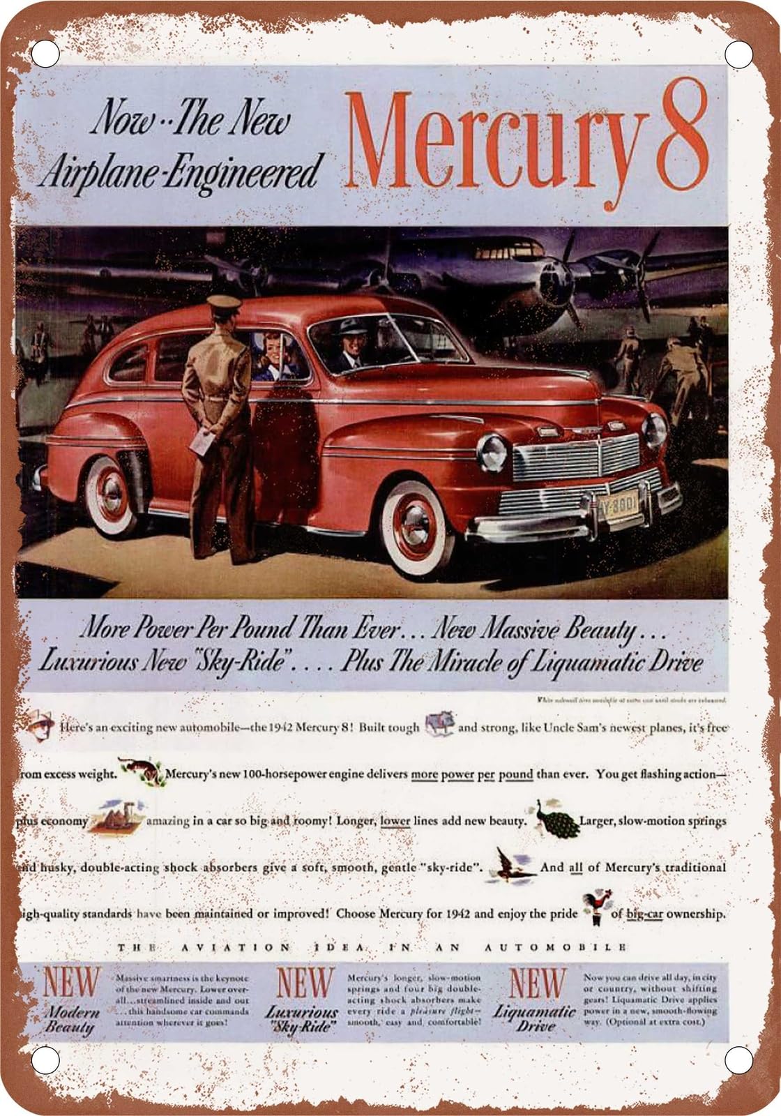 Miaomansenstore Metal Sign - 1942 Mercury Vintage Ad 01 - Old Retro Rusty Look Home Decor