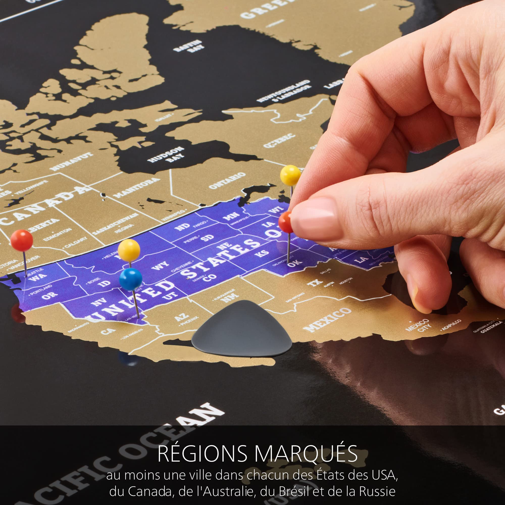 Carte du Monde à Gratter Extra Grande - Poster de Carte du Monde Grattable - Mappemonde pour les Voyageurs - Tous les Accessoires Inclus - Scratch off World Map