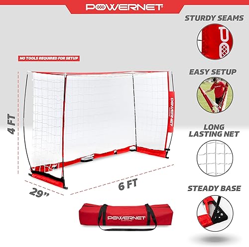Miniatura 3 de PowerNet Soccer Goal  Portable Net Collapsible Metal Base  Quick Setup Ultra Portable  Full Size Framed Soccer Goal  1 Goal + 1 Carry Bag