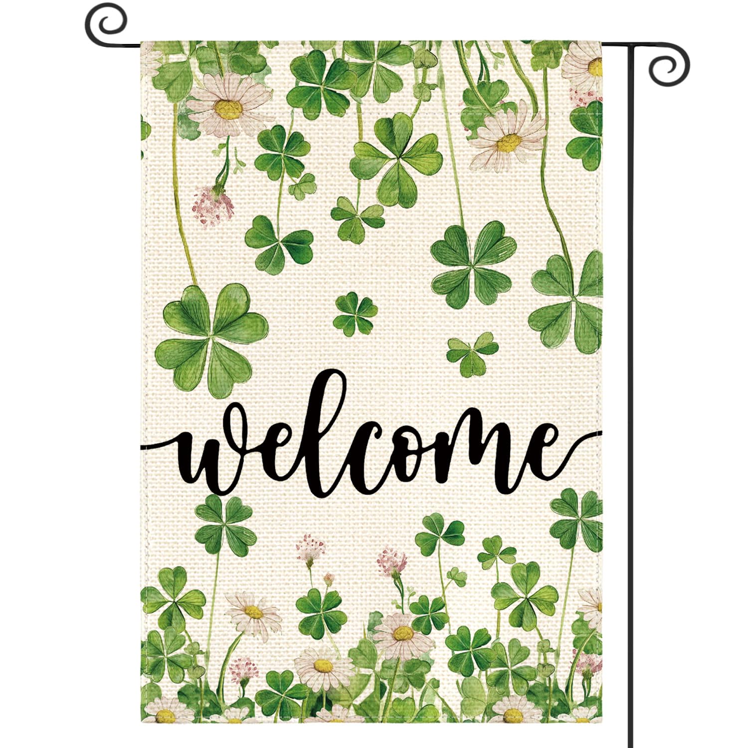 St. Patrick's Day Garden Flag 12x18 Inch - Double-Sided Black Cat & Shamrock Outdoor Yard Flag
