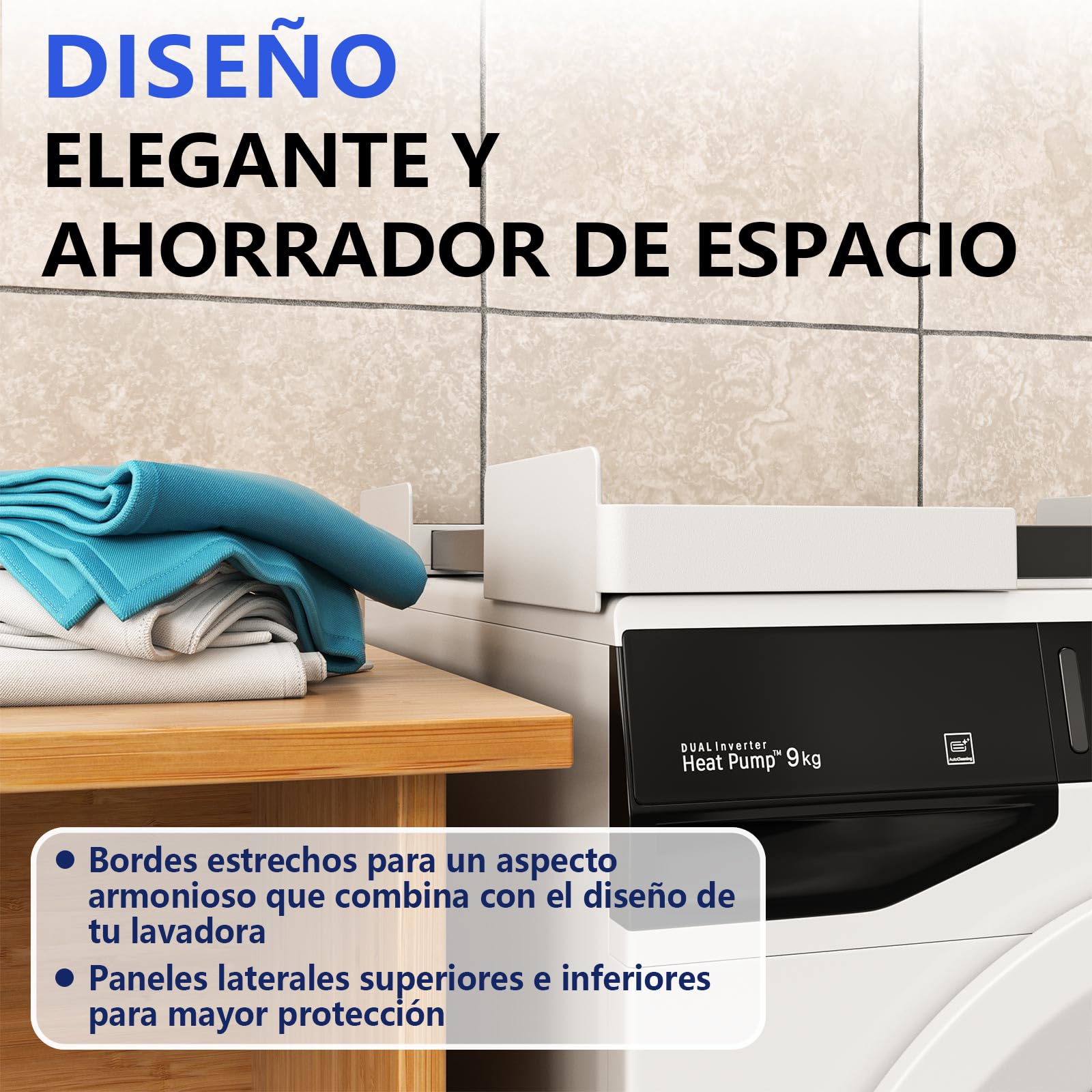 Kit de apilamiento universal para lavadora y secadora, Rango de marco ajustable de 45 a 68 cm, Ofrece soluciones para apilar lavadoras y secadoras de diferentes tamaños (Blanco) — view 3