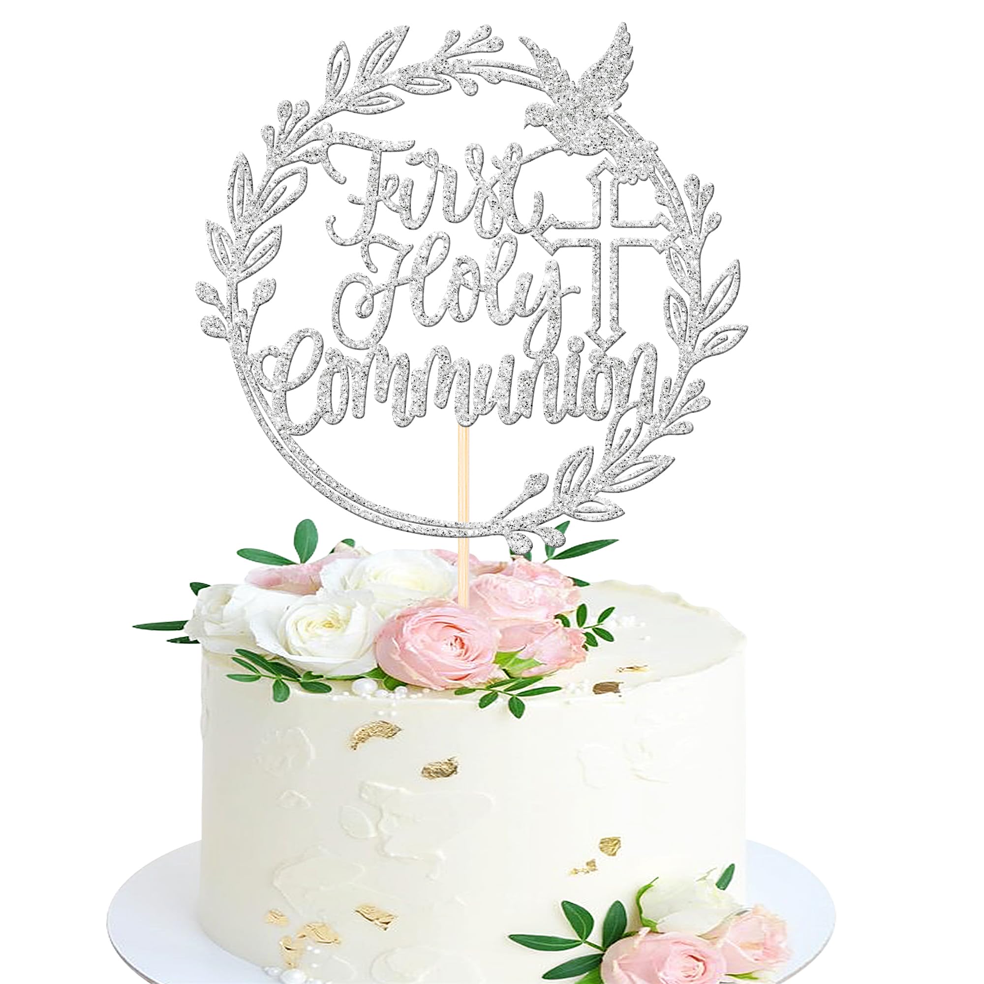 ZHUOWEISM 10 PCS Acrylic Cross Cake Topper Christian Baptism God Bless Cake Pick for First Communion Theme Baby Shower Birthday Party Cake Decorations Supplies Gold — view 8