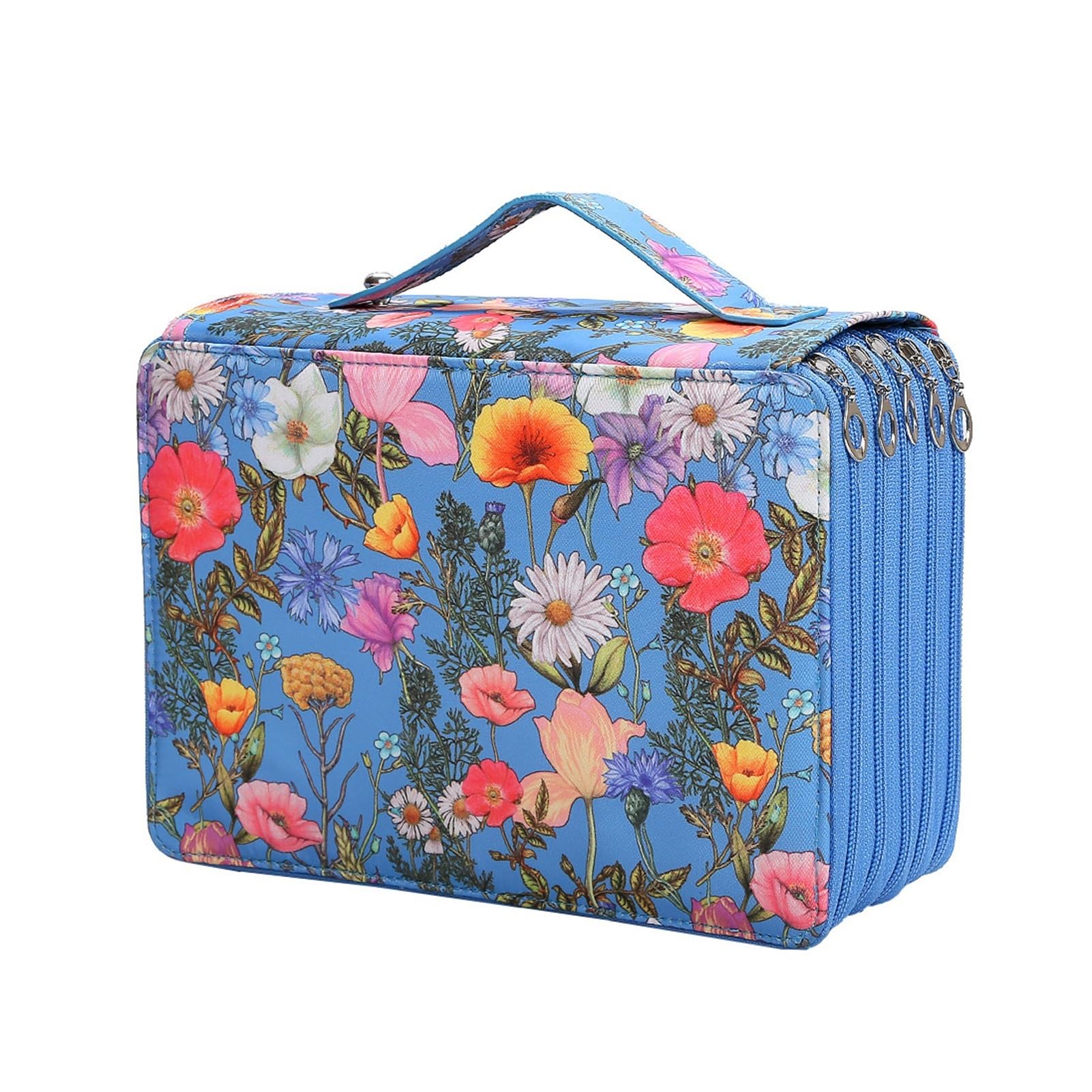 Zzhytang #4 252 Slots Large Capacity Pencil Case, 5-Layer Zipper Pen Organizer Bag, Floral Print Portable Stationery Storage For Colored Pencils, Markers & Art Supplies(#4)