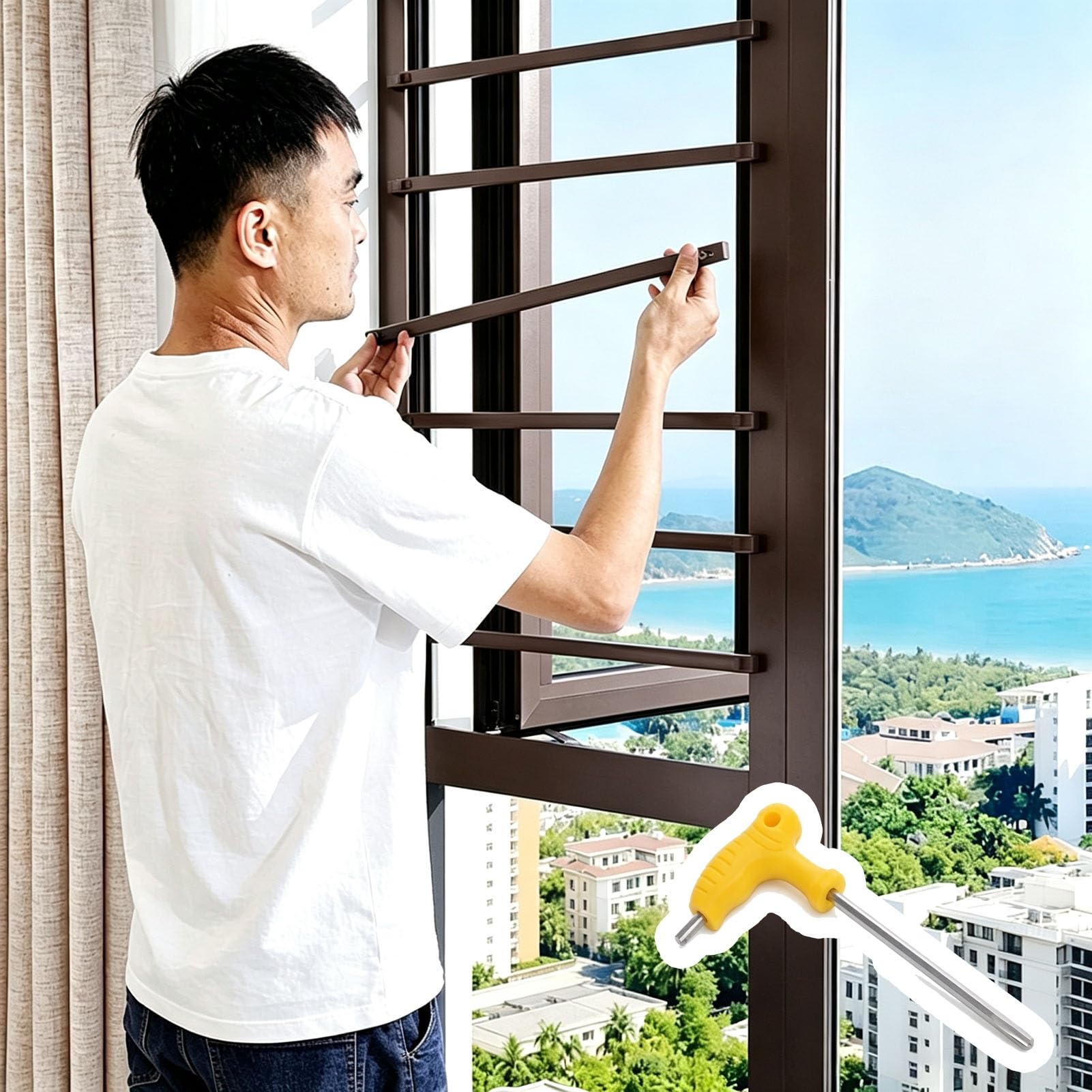 Fenstergitter 6 Stück Bohrfreie Fenstersicherung Leicht Abnehmbar