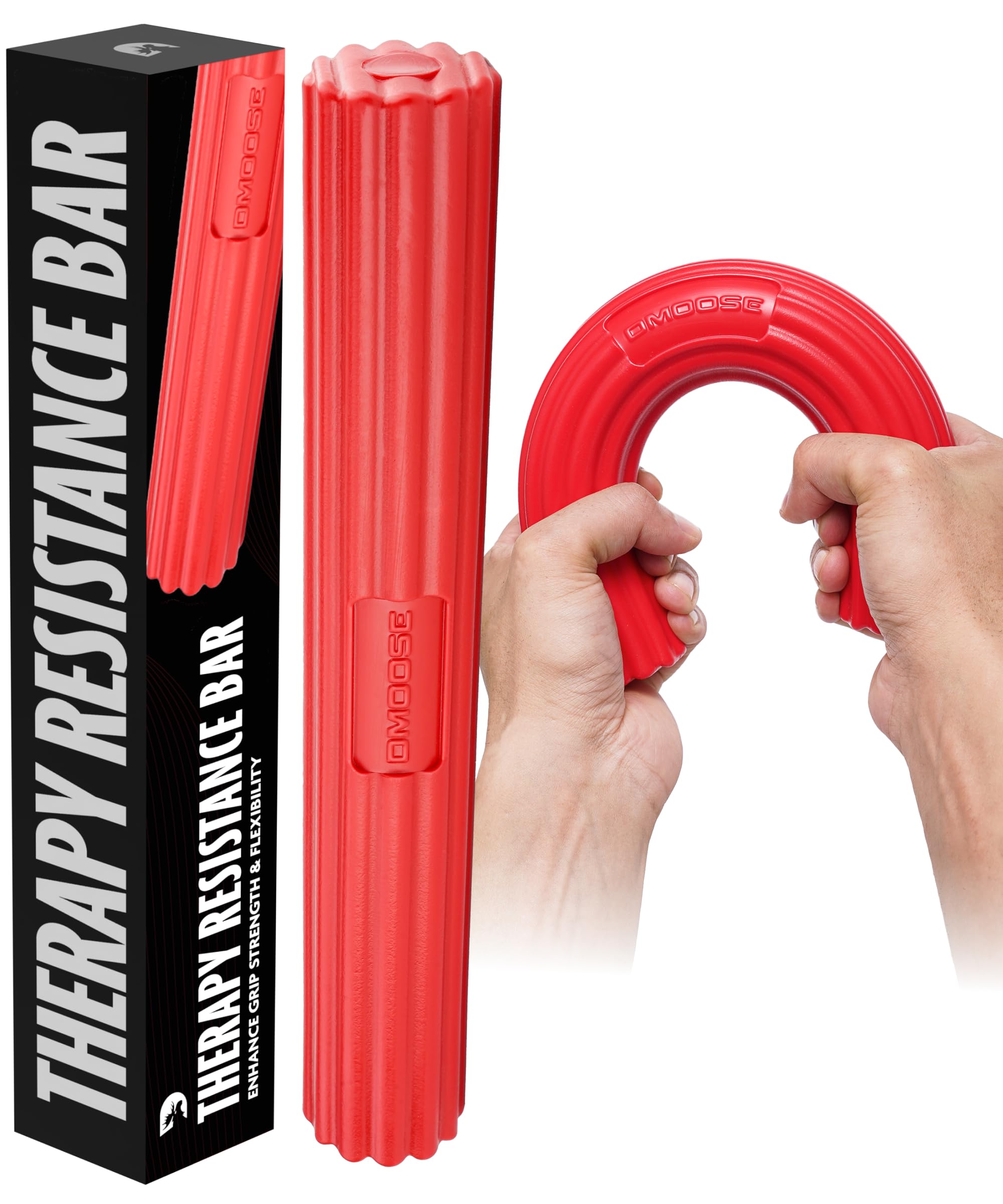 DMoose FitnessFlex Resistance Bar for Physical Therapy - Non-Slip Odorless Material, Exercise Bar for Tennis & Golfers Elbow Tendonitis Relief - Wrist and Forearm Strengthener & Grip Strength Trainer