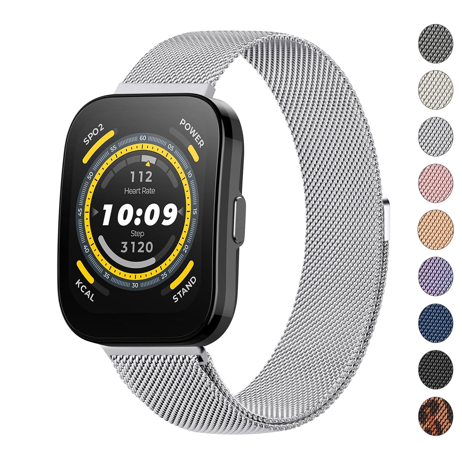 AK Metal Band for Amazfit Bip 5 / GTR 4 Bands - 22mm Stainless Steel Mesh Loop Magnetic Strap for Women & Men