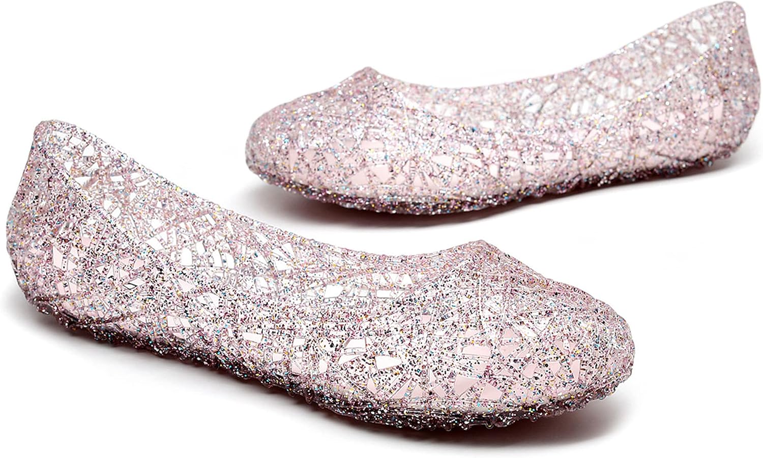 ODORHEISAYO Womens Sandals Flat Beach Jelly Shoes Slip On Hollow Out Water Shoes Girls Ballet Flats Summer Loafers Gold ? size 9