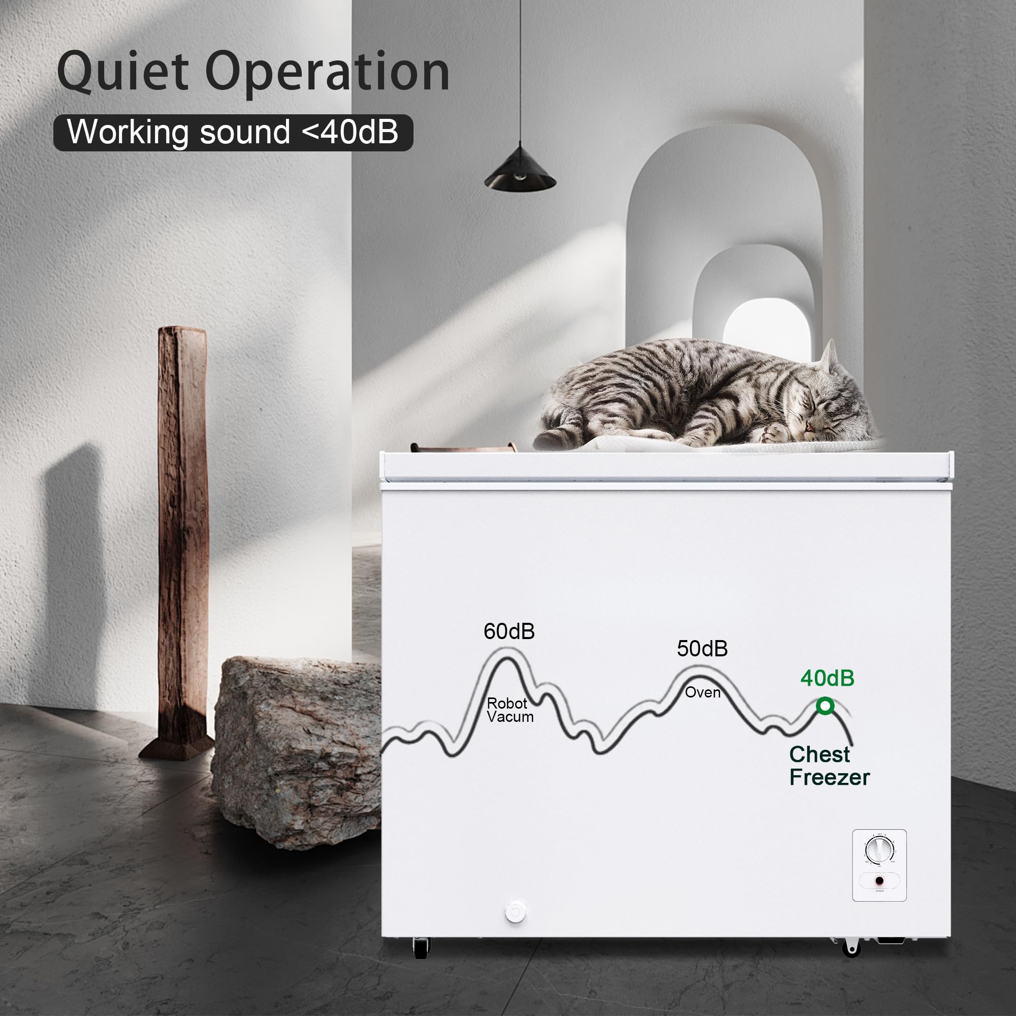7.0 Cu.Ft Chest Freezer, Top Open Door Deep Freezer With 7 Adjustable Thermostat (-18°F To 50°F), Compact Freezer With Removable Basket For Home/Garage/Office, Black on Fridge.com - View 6