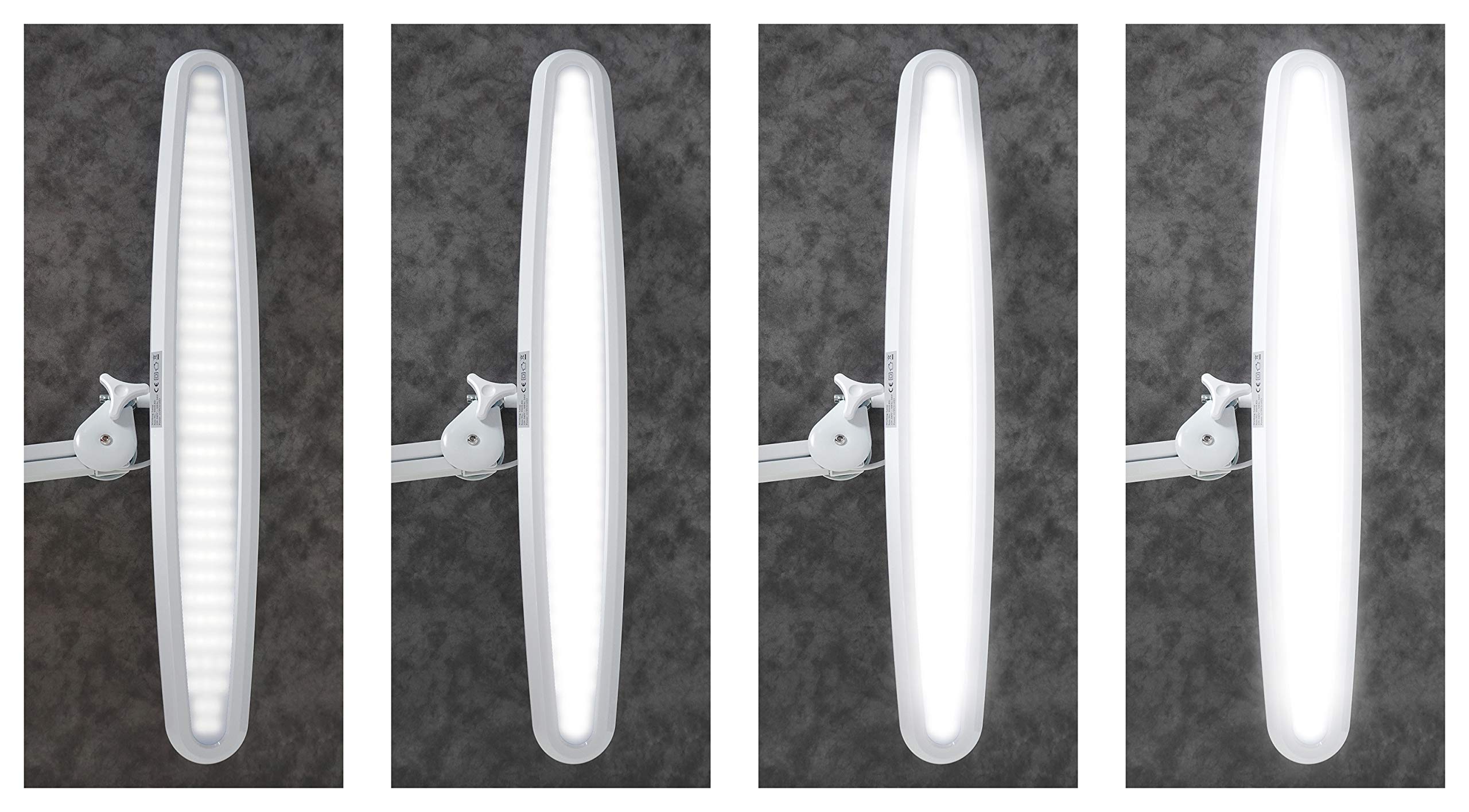 SEMPLIX LED Arbeits-Lampe Weiß, 117 PCS LED, 4fach dimmbar | Tischklemme, Höhenverstellbarer Lampenarm