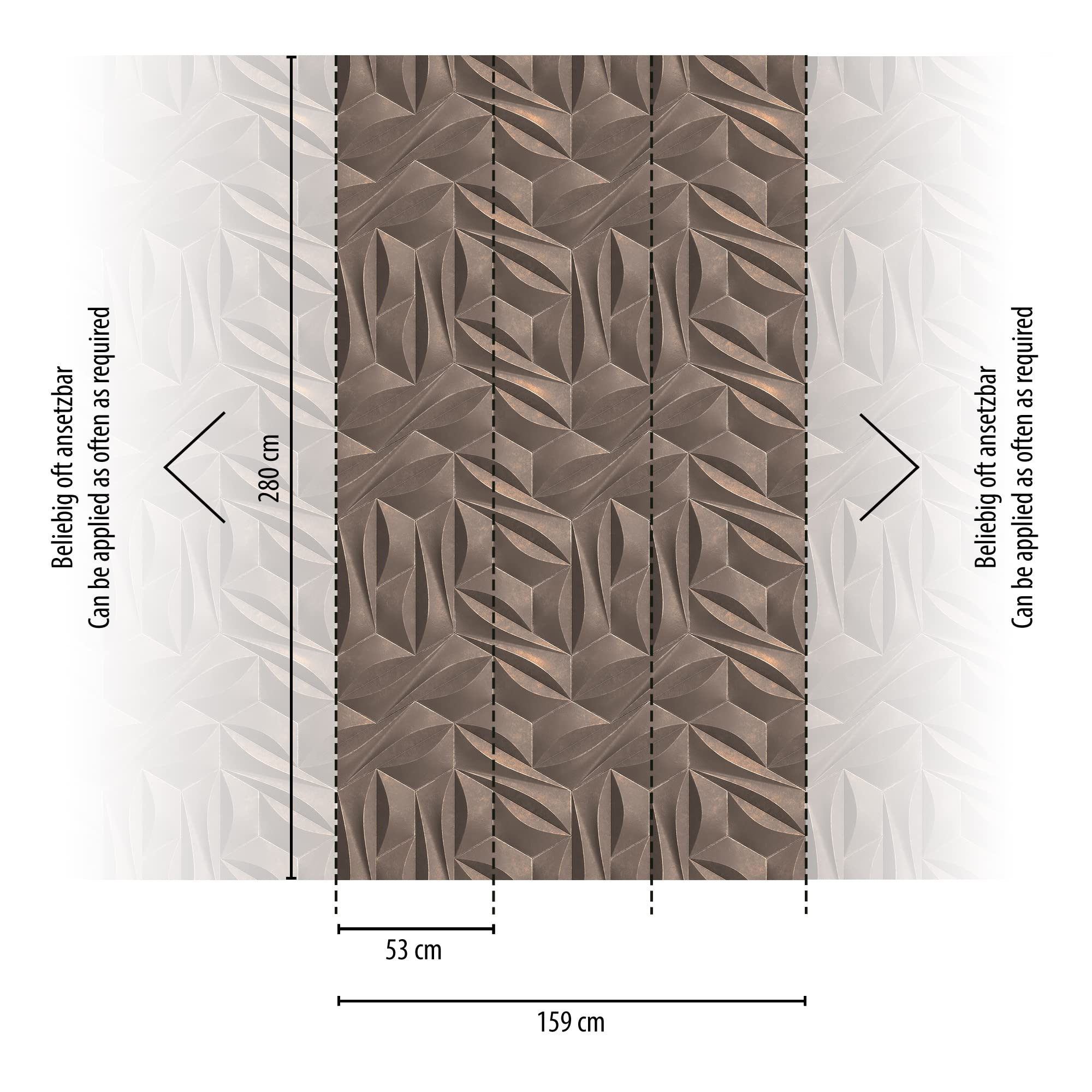 Livingwalls Travel Styles Non-Woven Wallpaper with 3D Look in Grey and Bronze - Oriental Wallpaper for Various Rooms in 1.59 m x 2.80 m - Image 3
