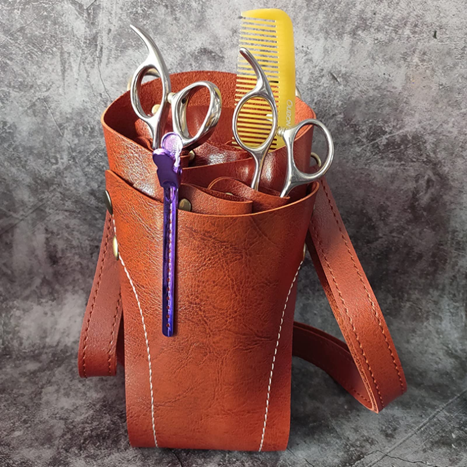 Borsa per Forbici da Parrucchiere Sacchetto di fondina della borsa a forbice for capelli per Salone,Spa(Marrone)