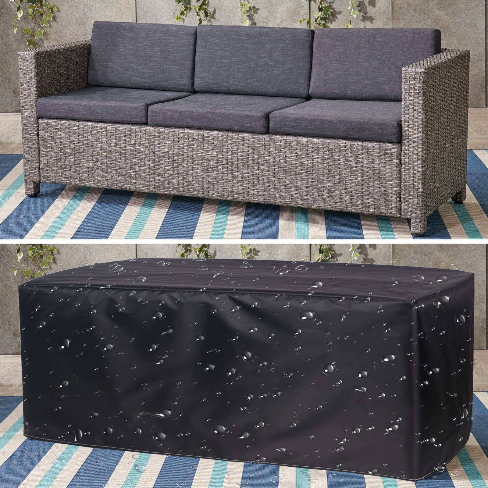 Copertura impermeabile per mobili da giardino, 120 x 60 x 90 cm, protezione per mobili da esterni, resistente, tessuto Oxford 420D, copertura quadrata per tavolo e sedia, resistente ai raggi UV e alle