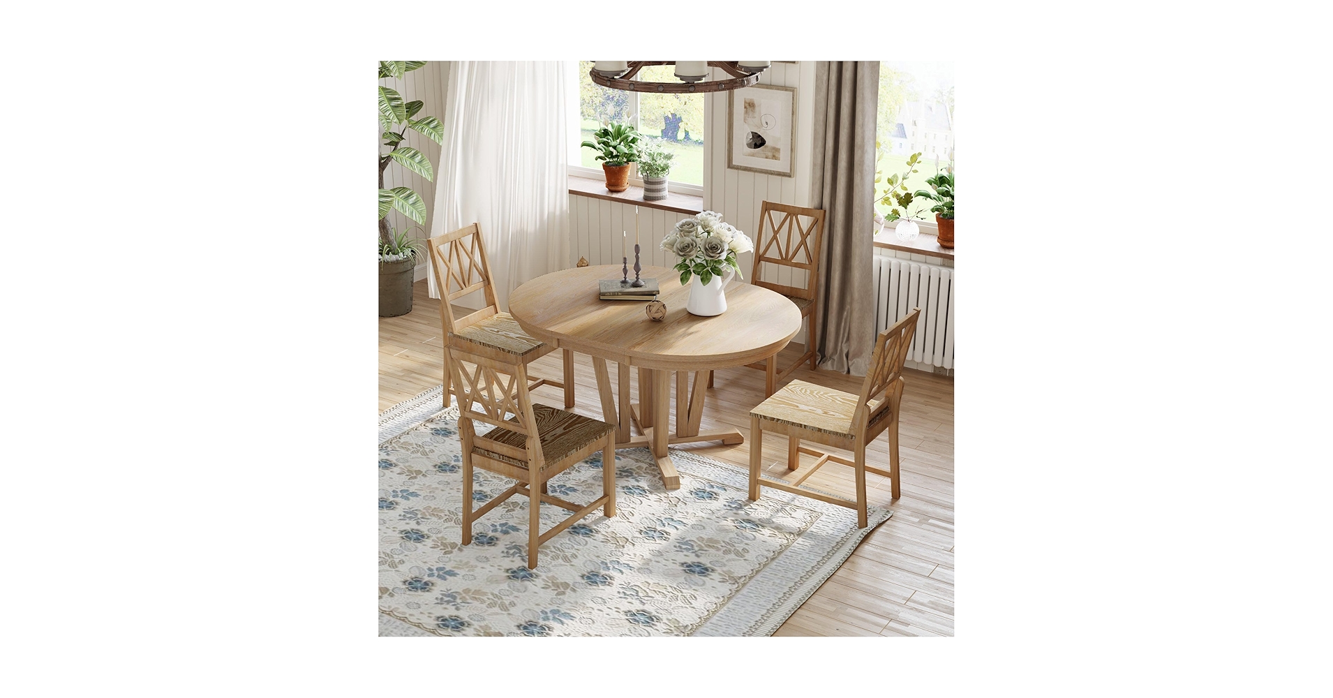 Amazon.com - Rustic Dining Table Set for 4, Solid Wood