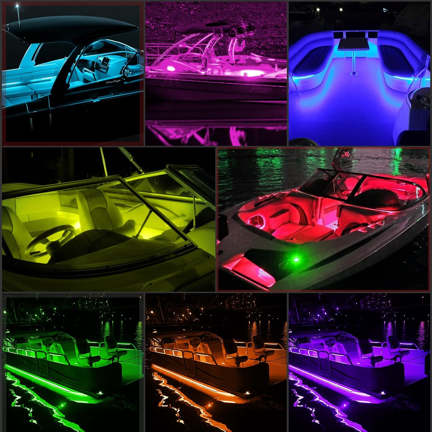 MYPLUS 15ft LED Boat Lights Strip with Bluetooth Control, Waterproof Marine Lights for Cockpit, Deck, Cabin, Pontoon and Fishing Boat