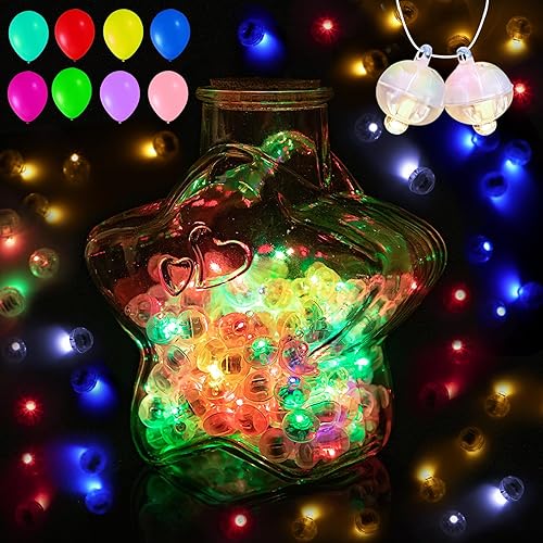 Miniatura 19 de 100 piezas de mini luces LED, luces LED para globos que iluminan globos para decoraciones de fiesta, luces de fiesta de neón para linterna de papel
