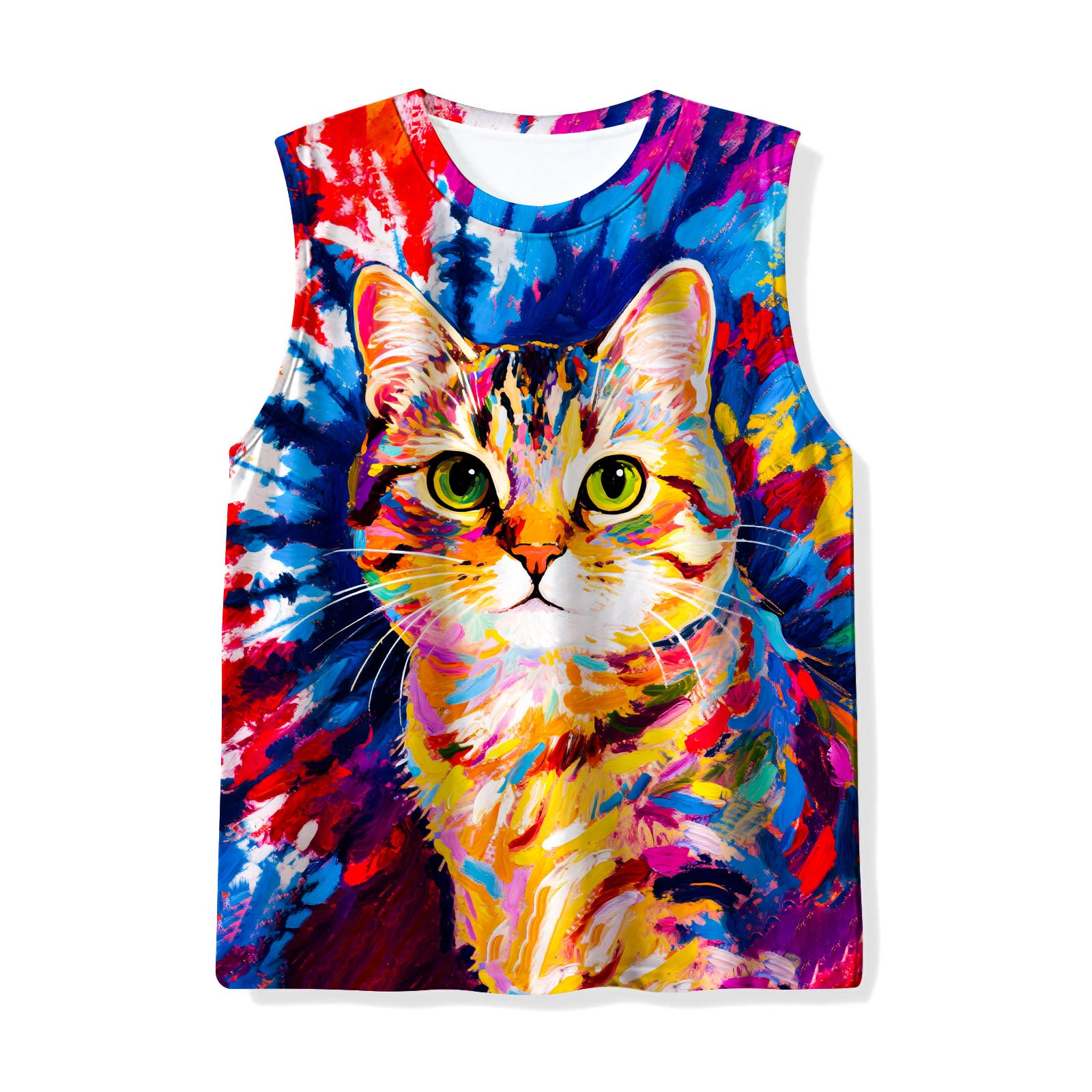 Kids Tie Dye Tank Tops Childrens Sleeveless T Shirts Hippies Tees for 5-14 Years Boys Girls