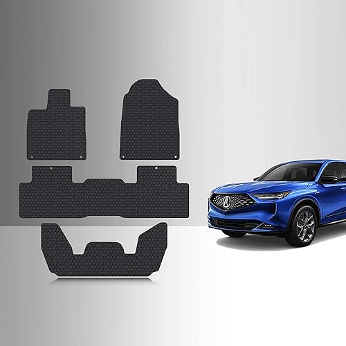 TOUGHPRO Accesorios para alfombrillas de suelo de 1 + 2 + 3 fila para Acura MDX para todo tipo de clima, goma negra resistente 2022 2023 2024 2025