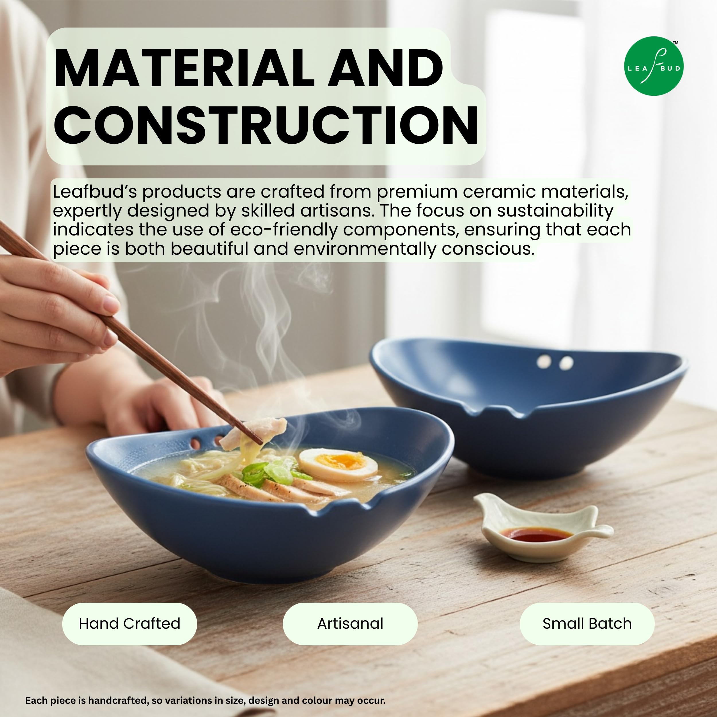 LEAfBUD Midnight Ramen Set - 420 ml Each | Japanese Style Ceramic